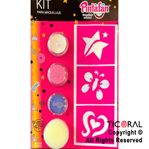 KIT PARA MAQUILLAJE INFANTIL ACUA 3 COLORES + ESPONJA + STENCIL AUTOADHESIVO 650-02 x 1